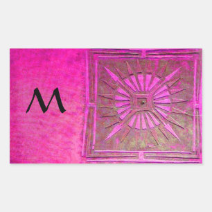 Pegatina Rectangular ESTRELLA DE MAÑANA rosa, negro de fucsia, monogram