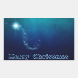 Pegatina Rectangular Estrella del cielo de los navidades de Belén