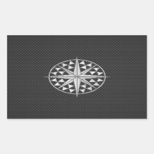 Pegatina Rectangular Estrella náutica cromada sobre la fibra de carbono