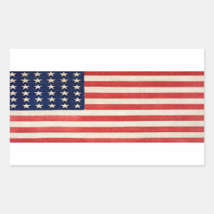 Pegatina Rectangular Estrellas antiguas y banderas americanas