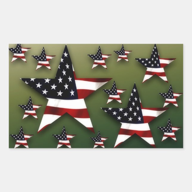 Pegatina Rectangular Estrellas de Estados Unidos (Anverso)