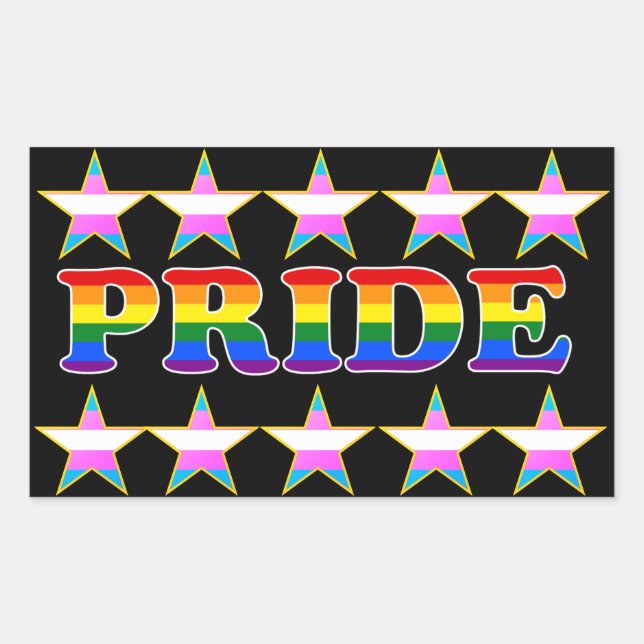 Pegatina Rectangular Estrellas del Orgullo Gay (Anverso)