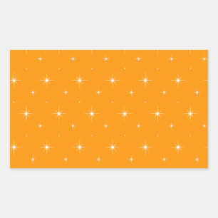Pegatina Rectangular Estrellas Naranjas Y Luminosas Patrón Elegante