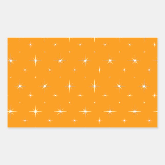 Pegatina Rectangular Estrellas Naranjas Y Luminosas Patrón Elegante (Anverso)