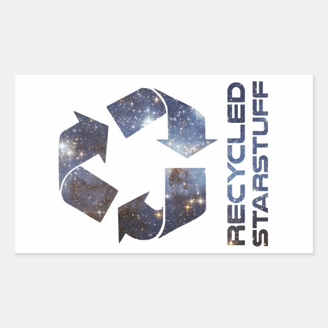 Pegatina Rectangular Estrellas recicladas (Anverso)