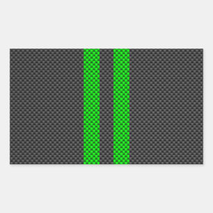 Pegatina Rectangular Estribos de Carreras de fibra de carbono verde