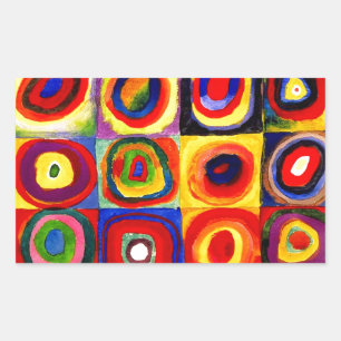 Pegatina Rectangular Estudio de color de Kandinsky Cuadrados Círculos A