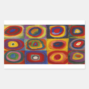 Pegatina Rectangular Estudio de color de los círculos cuadrados de Kand