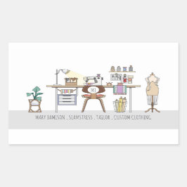 Pegatina Rectangular Estudio de costura de costura para sastre de costu