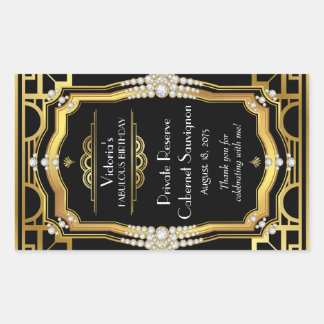 Pegatina Rectangular Etiquetas de botellas de vino Art Deco