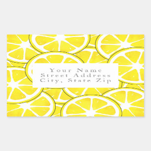 Pegatina Rectangular Etiquetas de color de agua y de lona de limón de p