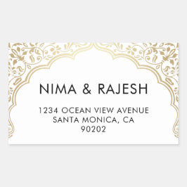 Pegatina Rectangular Etiquetas de dirección de Boda indio, pegatinas de