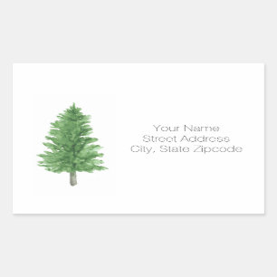 Pegatina Rectangular Etiquetas de direcciones de Pine Tree 2 de color d
