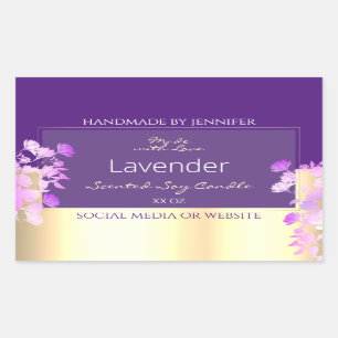 Pegatina Rectangular Etiquetas de embalaje de productos florales púrpur