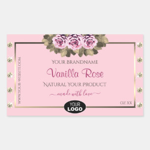Pegatina Rectangular Etiquetas de empaquetado de productos rosas Rosas 