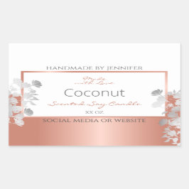 Pegatina Rectangular Etiquetas de envasado de productos florales blanco