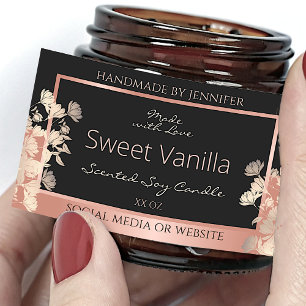 Pegatina Rectangular Etiquetas de envasado de productos florales negros