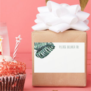 Pegatina Rectangular Etiquetas de envío por correo de hojas de Monstera