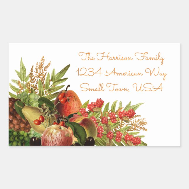 Pegatina Rectangular Etiquetas de fruta otoñales (Anverso)