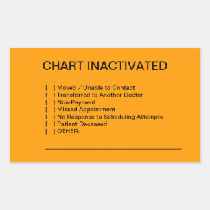 Pegatina Rectangular Etiquetas de gráfico médico inactivadas (Naranja)