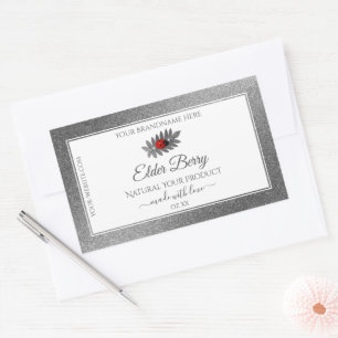 Pegatina Rectangular Etiquetas de producto de Purpurina de plata blanca