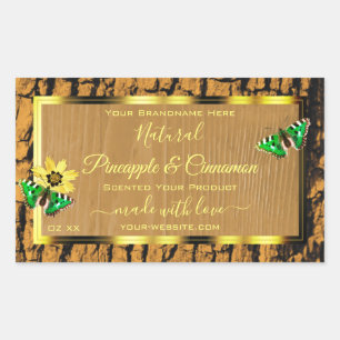 Pegatina Rectangular Etiquetas de productos de la corteza de árbol rúst