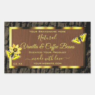 Pegatina Rectangular Etiquetas de productos de la corteza del árbol de 