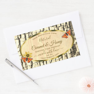 Pegatina Rectangular Etiquetas de productos de la corteza del árbol de 