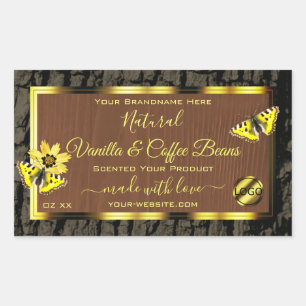 Pegatina Rectangular Etiquetas de productos de la corteza del árbol de 