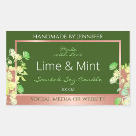 Pegatina Rectangular Etiquetas de productos de la Flora Verde Forestal 