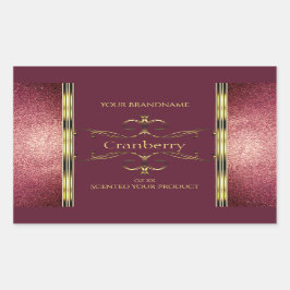 Pegatina Rectangular Etiquetas de productos de oro de Borgoña con front