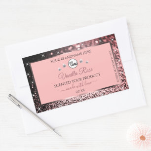 Pegatina Rectangular Etiquetas de productos de Purpurina rosa de lujo D