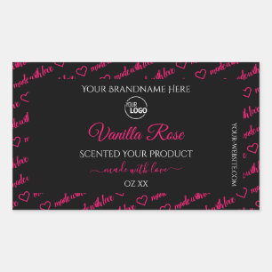 Pegatina Rectangular Etiquetas de productos en la nube de Word en negro