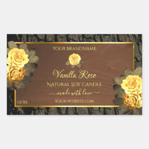 Pegatina Rectangular Etiquetas de productos florales Corteza de árbol d