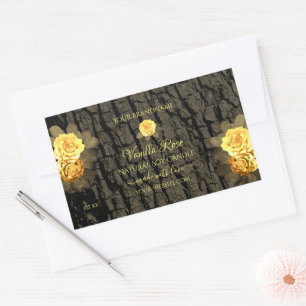 Pegatina Rectangular Etiquetas de productos florales Corteza de árbol d