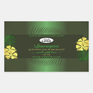 Pegatina Rectangular Etiquetas de productos verdes del bosque Logo amar