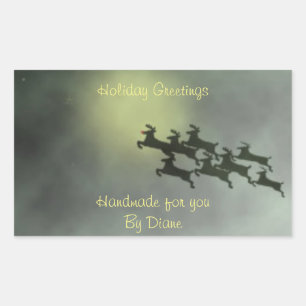 Pegatina Rectangular Etiquetas de renos