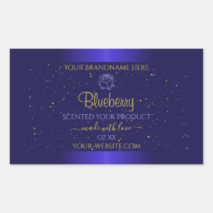 Pegatina Rectangular Etiquetas Floral Blue Product Labels Soft Gold Pur