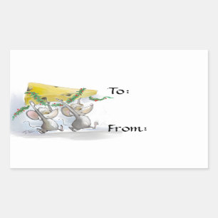 Pegatina Rectangular Etiquetas/Pegatinas de regalo para ratones de cere