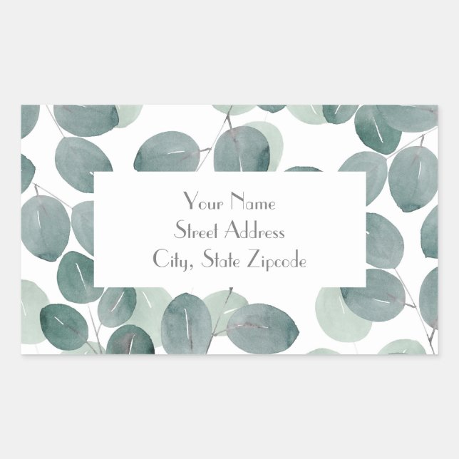 Pegatina Rectangular Eucalyptus Modern 2 (Anverso)