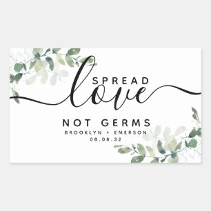 Pegatina Rectangular Eucalyptus Spread Love Not Germs Hand Sanitizer