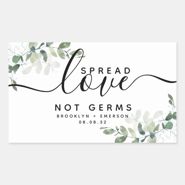 Pegatina Rectangular Eucalyptus Spread Love Not Germs Hand Sanitizer (Anverso)