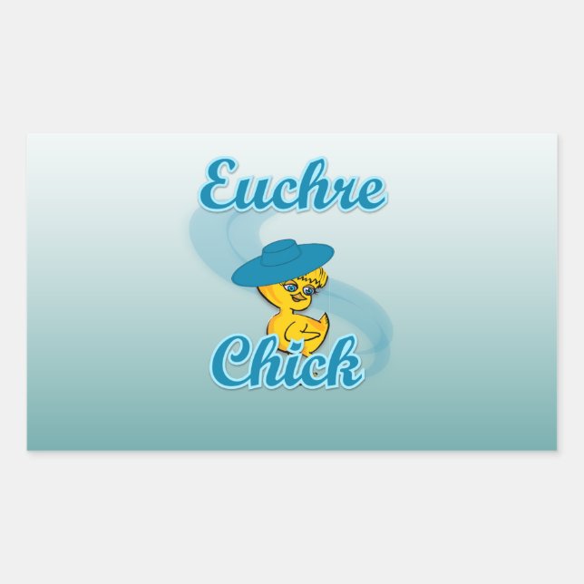 Pegatina Rectangular Euchre Chick #3 (Anverso)