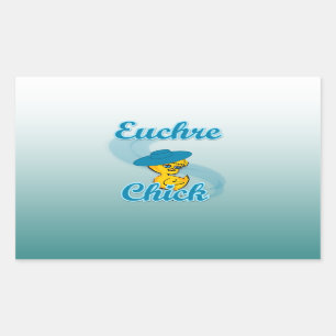 Pegatina Rectangular Euchre Chick #3