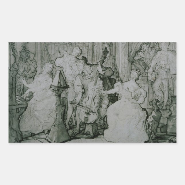 Pegatina Rectangular Eugene Delacroix - Le Roy Rene (Anverso)