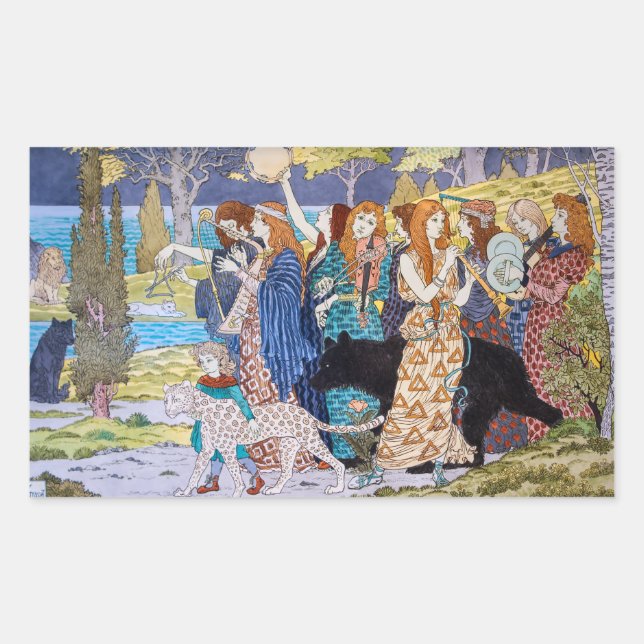 Pegatina Rectangular Eugene Grasset - Panel Decorativo Armonía (Anverso)