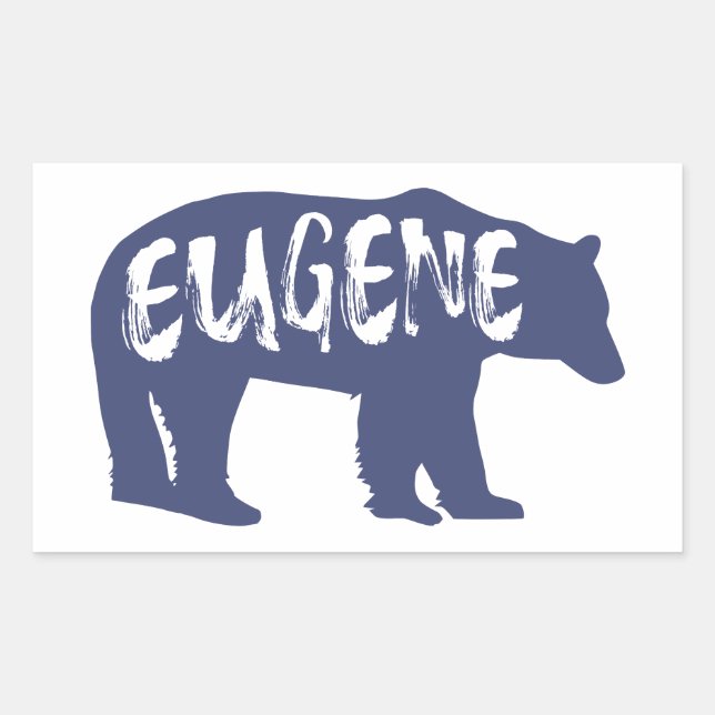 Pegatina Rectangular Eugene Oregon Bear (Anverso)