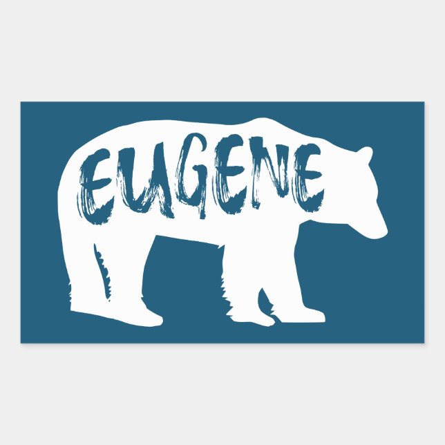 Pegatina Rectangular Eugene Oregon Bear (Anverso)