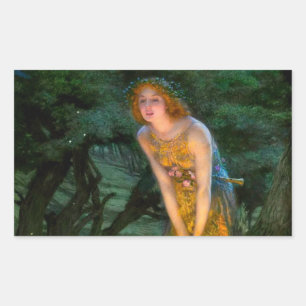 Pegatina Rectangular Eve del verano medio Edward Robert Hughes