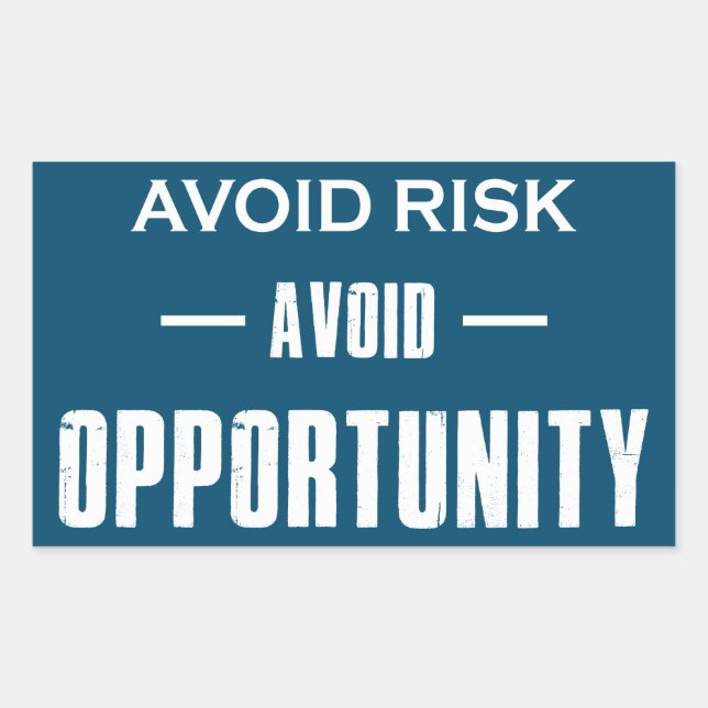 Pegatina Rectangular Evitar riesgo y evitar oportunidades (Anverso)